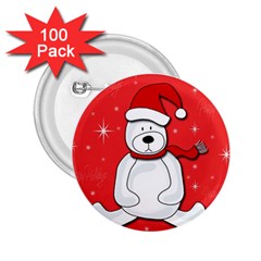 Polar Bear - Red 2 25  Buttons (100 Pack)  by Valentinaart