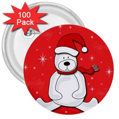 Polar Bear - Red 3  Buttons (100 Pack)  by Valentinaart