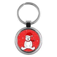 Polar Bear - Red Key Chains (round)  by Valentinaart