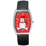 Polar bear - red Barrel Style Metal Watch Front