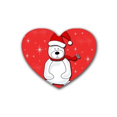 Polar Bear - Red Rubber Coaster (heart)  by Valentinaart