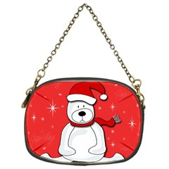 Polar Bear - Red Chain Purses (one Side)  by Valentinaart