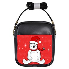 Polar Bear - Red Girls Sling Bags by Valentinaart