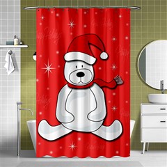 Polar Bear - Red Shower Curtain 48  X 72  (small)  by Valentinaart