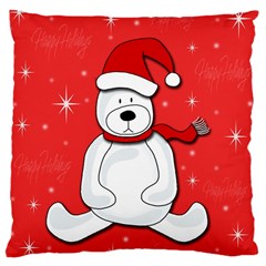 Polar Bear - Red Large Cushion Case (one Side) by Valentinaart