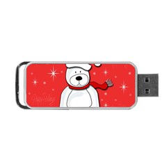 Polar Bear - Red Portable Usb Flash (two Sides) by Valentinaart