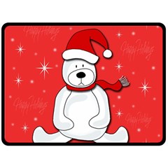 Polar Bear - Red Double Sided Fleece Blanket (large)  by Valentinaart