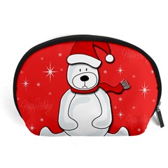 Polar Bear - Red Accessory Pouches (large)  by Valentinaart