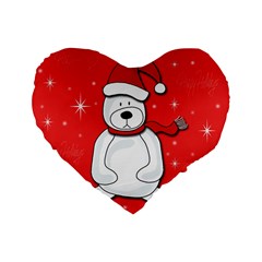 Polar Bear - Red Standard 16  Premium Flano Heart Shape Cushions by Valentinaart