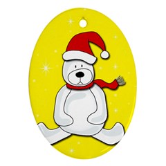 Polar Bear - Yellow Ornament (oval)  by Valentinaart