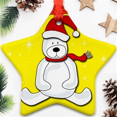 Polar Bear - Yellow Ornament (star)  by Valentinaart