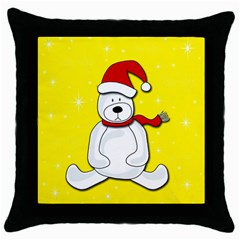 Polar Bear - Yellow Throw Pillow Case (black) by Valentinaart