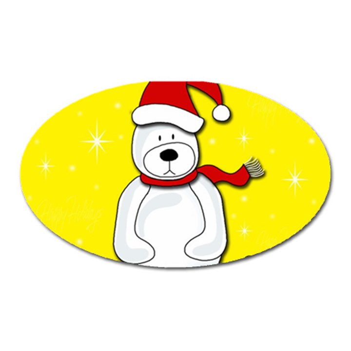 Polar bear - yellow Oval Magnet