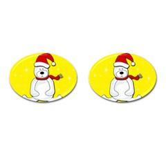 Polar Bear - Yellow Cufflinks (oval) by Valentinaart