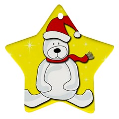 Polar Bear - Yellow Star Ornament (two Sides)  by Valentinaart