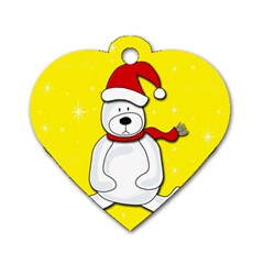 Polar Bear - Yellow Dog Tag Heart (one Side) by Valentinaart