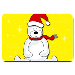 Polar Bear - Yellow Large Doormat  by Valentinaart