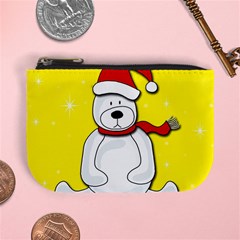 Polar Bear - Yellow Mini Coin Purses by Valentinaart