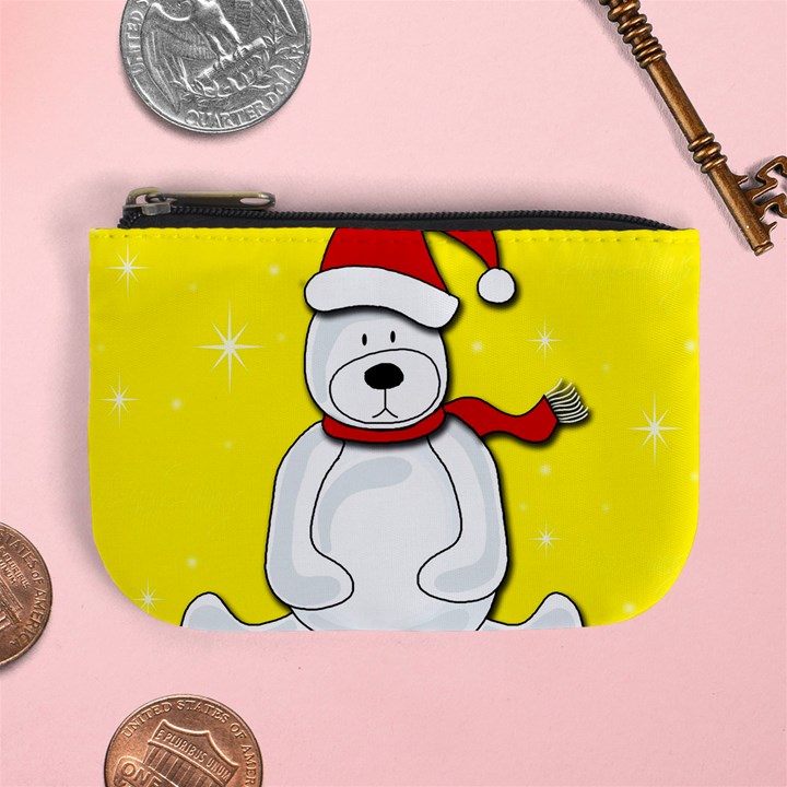 Polar bear - yellow Mini Coin Purses