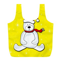 Polar Bear - Yellow Full Print Recycle Bags (l)  by Valentinaart