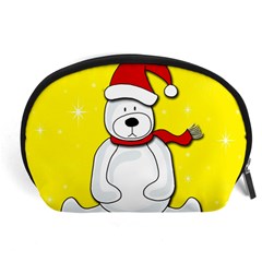 Polar Bear - Yellow Accessory Pouches (large)  by Valentinaart