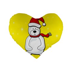 Polar Bear - Yellow Standard 16  Premium Flano Heart Shape Cushions by Valentinaart