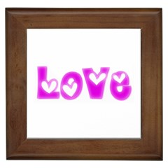 Pink Love Hearts Typography Framed Tiles by yoursparklingshop