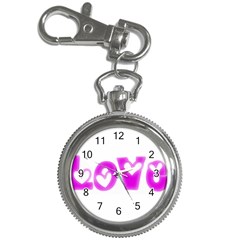 Pink Love Hearts Typography Key Chain Watches by yoursparklingshop