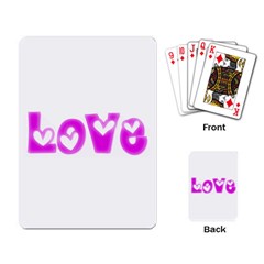 Pink Love Hearts Typography Playing Card by yoursparklingshop