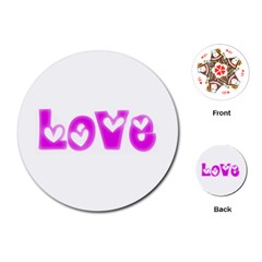 Pink Love Hearts Typography Playing Cards (round)  by yoursparklingshop