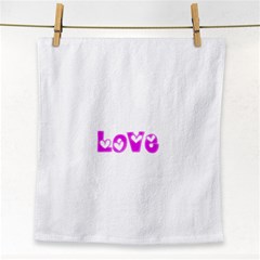 Pink Love Hearts Typography Face Towel by yoursparklingshop