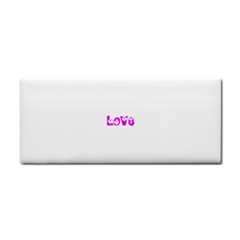 Pink Love Hearts Typography Cosmetic Storage Cases by yoursparklingshop