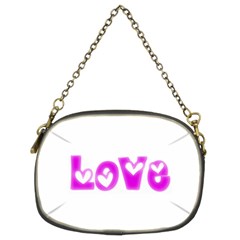 Pink Love Hearts Typography Chain Purses (two Sides)  by yoursparklingshop