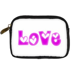 Pink Love Hearts Typography Digital Camera Cases by yoursparklingshop