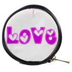 Pink Love Hearts Typography Mini Makeup Bags Front