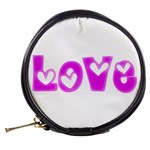 Pink Love Hearts Typography Mini Makeup Bags Back