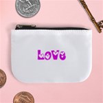 Pink Love Hearts Typography Mini Coin Purses Front