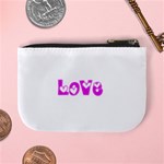 Pink Love Hearts Typography Mini Coin Purses Back