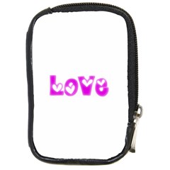 Pink Love Hearts Typography Compact Camera Cases by yoursparklingshop