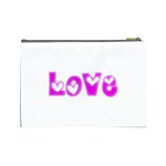 Pink Love Hearts Typography Cosmetic Bag (Large)  Back