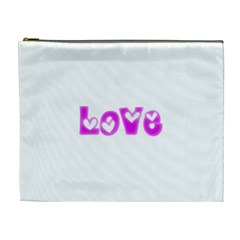 Pink Love Hearts Typography Cosmetic Bag (xl) by yoursparklingshop