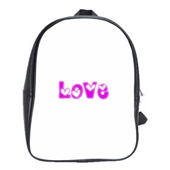 Pink Love Hearts Typography School Bags(large)  by yoursparklingshop