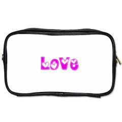 Pink Love Hearts Typography Toiletries Bags 2-side by yoursparklingshop