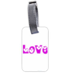 Pink Love Hearts Typography Luggage Tags (one Side)  by yoursparklingshop