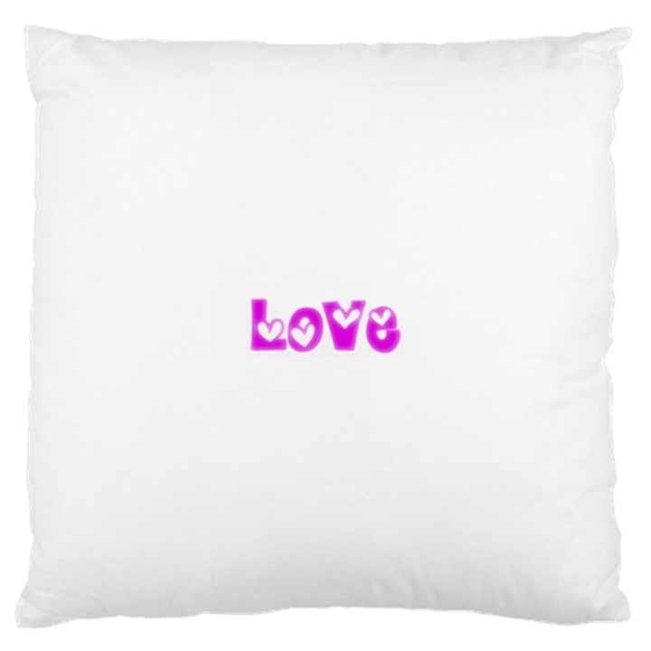 Pink Love Hearts Typography Large Cushion Case (One Side)