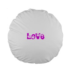 Pink Love Hearts Typography Standard 15  Premium Round Cushions by yoursparklingshop