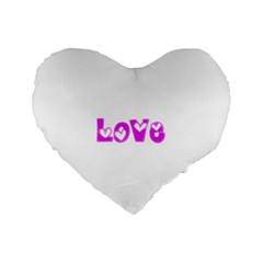 Pink Love Hearts Typography Standard 16  Premium Heart Shape Cushions by yoursparklingshop