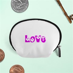 Pink Love Hearts Typography Accessory Pouches (small)  by yoursparklingshop