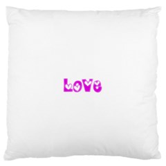 Pink Love Hearts Typography Large Flano Cushion Case (two Sides) by yoursparklingshop