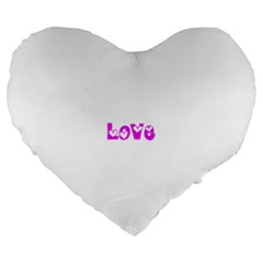 Pink Love Hearts Typography Large 19  Premium Flano Heart Shape Cushions by yoursparklingshop